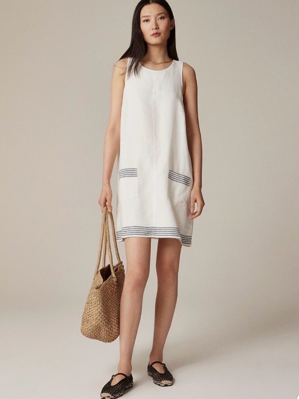 J. Crew Cream Sleeveless Top with Black Brand Tag